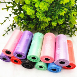 2024,Printed pet garbage bag dog poop bag 15 per roll cat and dog cleaning supplies footprint garbage bag-15 26*31cm-