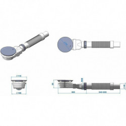 90mm Shower Drain, Extra Flat, Shower Tray Drain Hole, Siphon With Anti-odor System, Hair Filter, Flexible, Chrome [...]