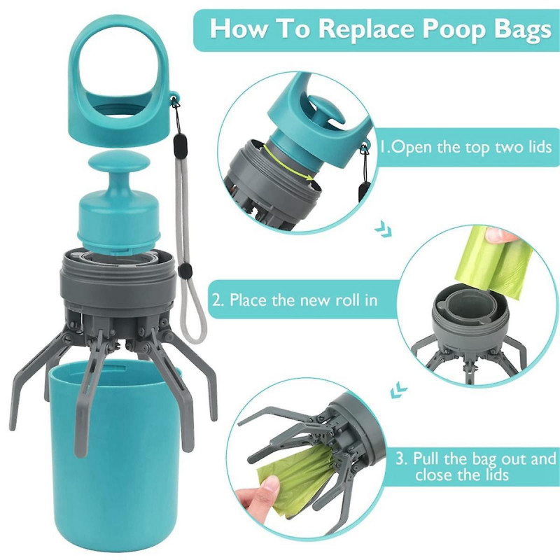 Portable Dog Poop , Convenient Pet Waste Cleaner for Dog Walkers, Comes with 1 Roll of Trash Bags