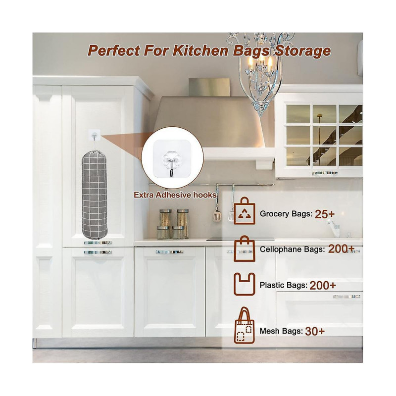 Plastic Bag Holder, Grocery Bags Holders, Wall Mount Garbage Plastic Bag Organizer, Shopping Bag Storage Dispenser