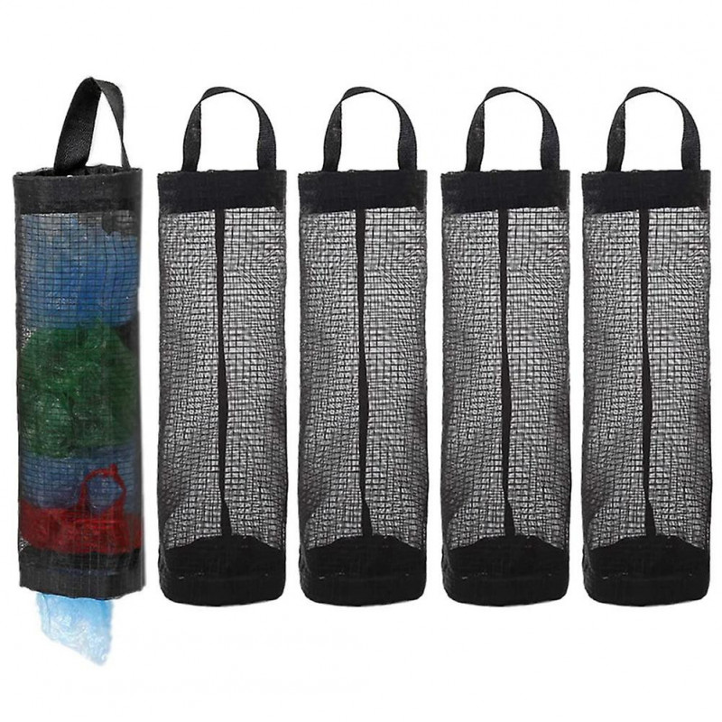 5 Pcs Plastic Bag Holder Dispensers, Waterproof Washable Foldable Mesh Garbage Bag for Plastic Bags