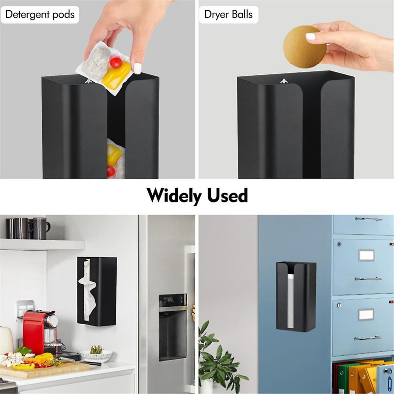 Magnetic Laundry Dryer Sheet Dispenser, Tissue Holder, Garbage Bag Dispenser For Fridge, Kitchen, Laundry White