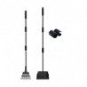 Dog Poo Scooper Tray and Rake Set, Poo Scooper, Heavy Duty Long Handle Dog Poo Scooper for Pet Waste Removal