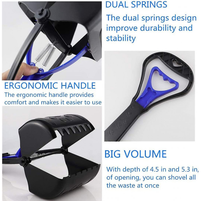 Pelle à crottes de chien de compagnie, longue poignée pliable ramasse les excréments de chien de taille moyenne, [...]