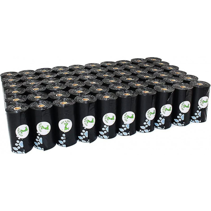 Poop Bags Earth-friendly 1080 Counts 60 Rolls Large Unscented Dog Waste Bags Doggie Bags Black Refills