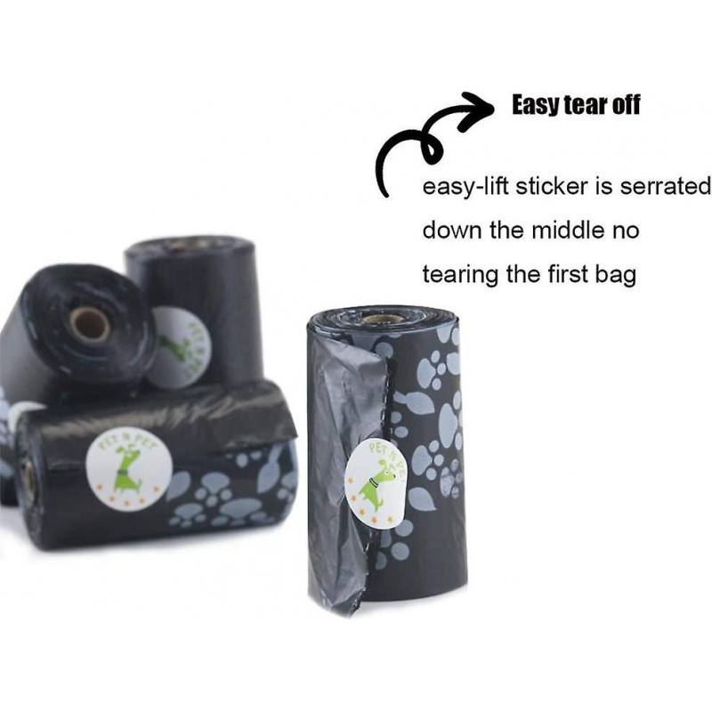 Poop Bags Earth-friendly 1080 Counts 60 Rolls Large Unscented Dog Waste Bags Doggie Bags Black Refills