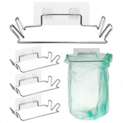 4 Sets of Stainless Steel Trash Bag Holders with Stickers for Kitchen and Bathroom 4 Sets of Stainless Steel Trash Bag Holders with Stickers for Kitchen and Bathroom