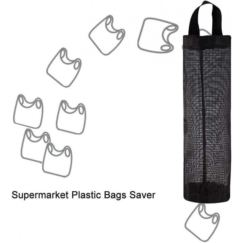 Mesh Garbage Bag Holder Dispenser - Hanging Folding Plastic Bag Organizer