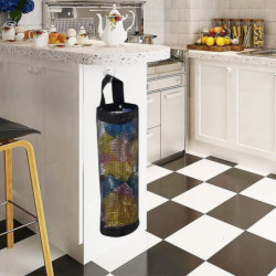 Mesh Garbage Bag Holder Dispenser - Hanging Folding Plastic Bag Organizer