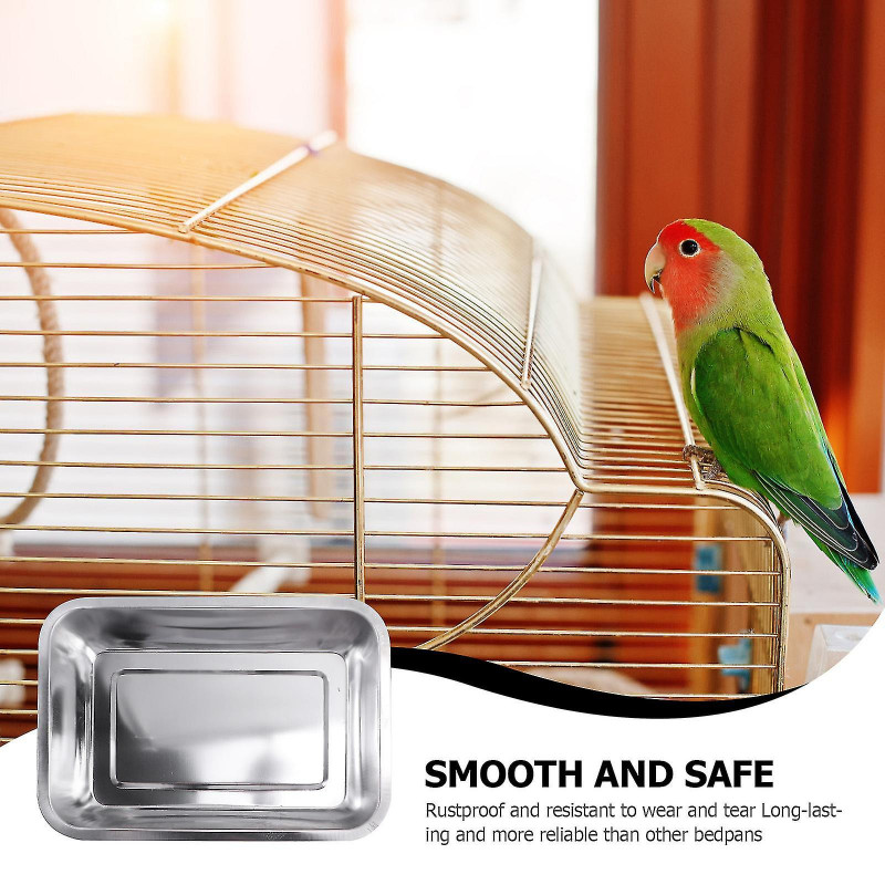 1Pc Stainless Steel Pet Waste Dog Birds Urinary Tray Cage Accessory Silver