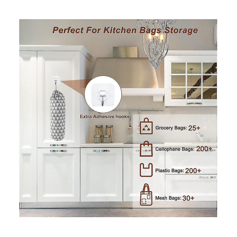 Plastic Bag Holder, Grocery Bags Holder, Wall Mount Garbage Plastic Bag Organizer, Shopping Bag Sto