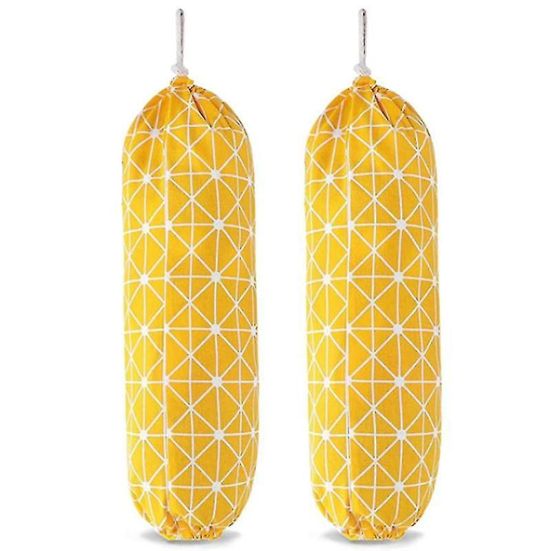 Plastic Bag Holder, Foldable Washable Grocery Bag Dispenser Recycling Shopping Bag Organizer Grocery(Yellow)