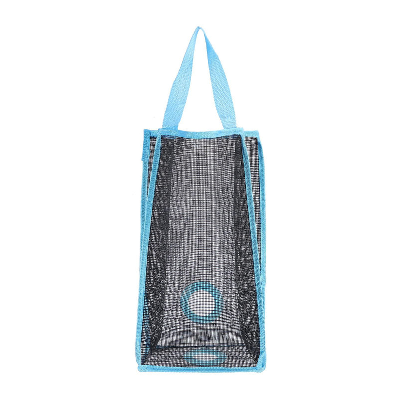 Hanging Folding Mesh Garbage Bag Organizer Trash Bags Holder Recycling Containers Storage for Kitchen - Size L(Blue)