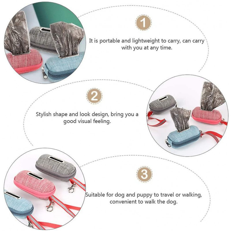 2 Pack Pet Waste Bag Distributeur De sac à crottes pour chiens Porte-sacs avec fermeture à glissière Portable Dog [...]