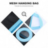 Hanging Folding Mesh Garbage Bag Organizer Trash Bags Holder Recycling Containers Storage for Kitchen - Size L(Blue)