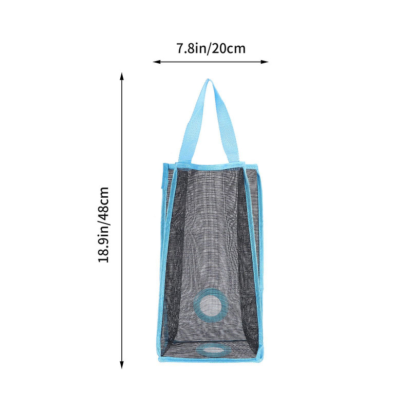 Hanging Folding Mesh Garbage Bag Organizer Trash Bags Holder Recycling Containers Storage for Kitchen - Size L(Blue)