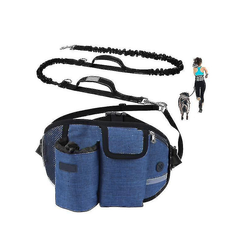 Pet Training Pockets, Pet Snack Bags, Walking Dog Artifacts, Convenient Running Pockets, Hands-free Dog Leashes Blue