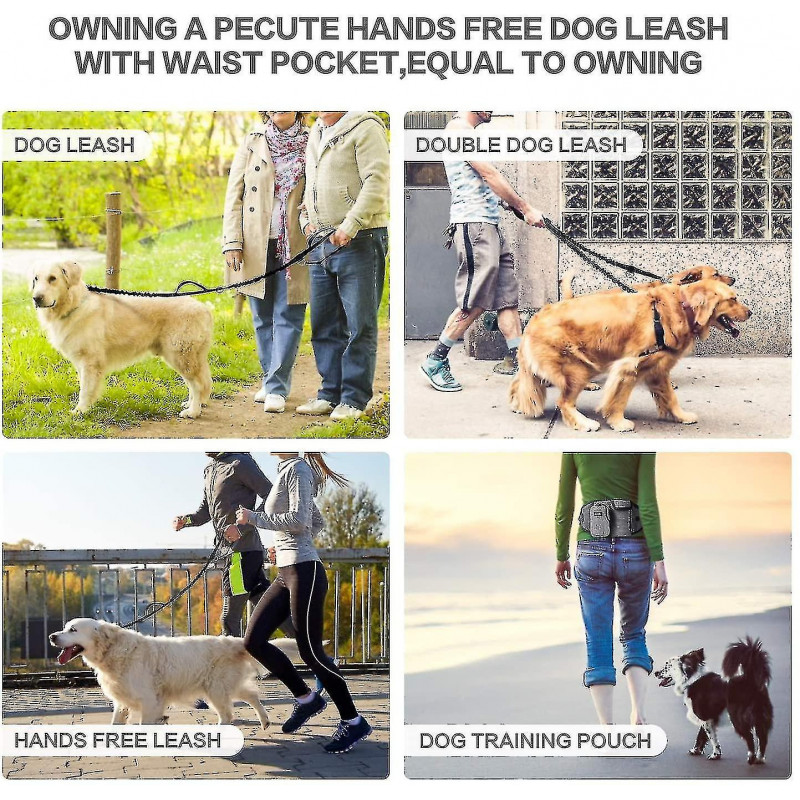 Pet Training Pockets, Pet Snack Bags, Walking Dog Artifacts, Convenient Running Pockets, Hands-free Dog Leashes Blue