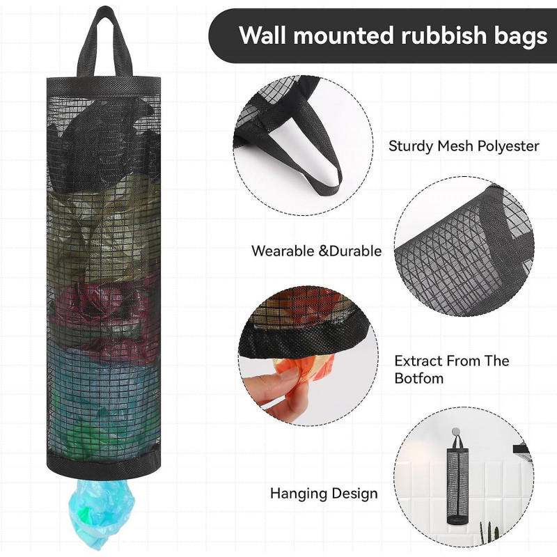 2Pcs Plastic Bag Holder,Grocery Bag Holder Mesh Hanging Storage Bag Dispenser Trash Bags,Folding Bag Storage [...]