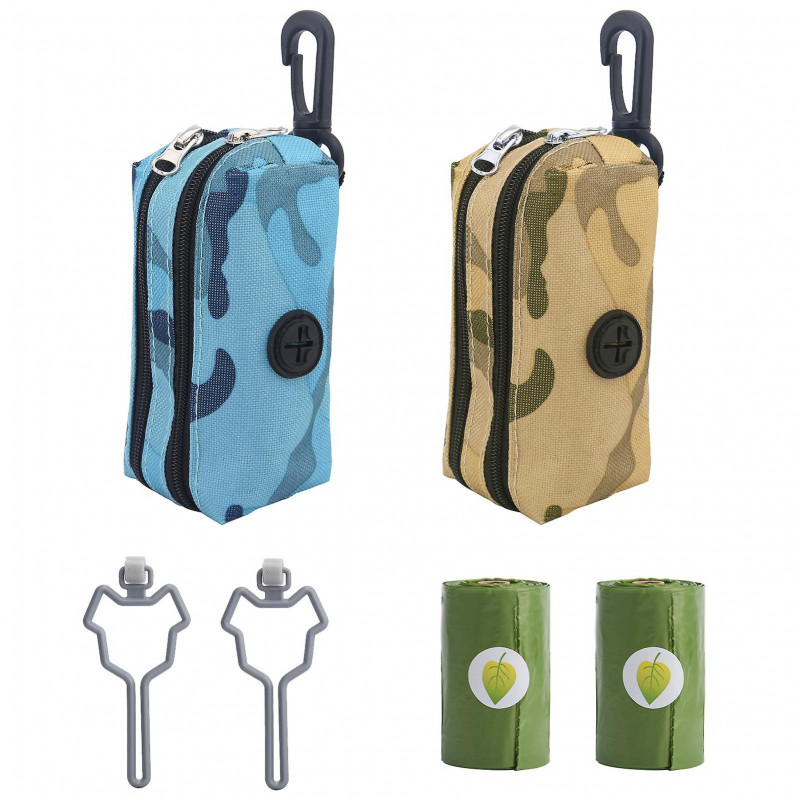 For Leash Hands-free Clip Cat Dog 2 Zipper Storage Large Poop Bag Holder Set