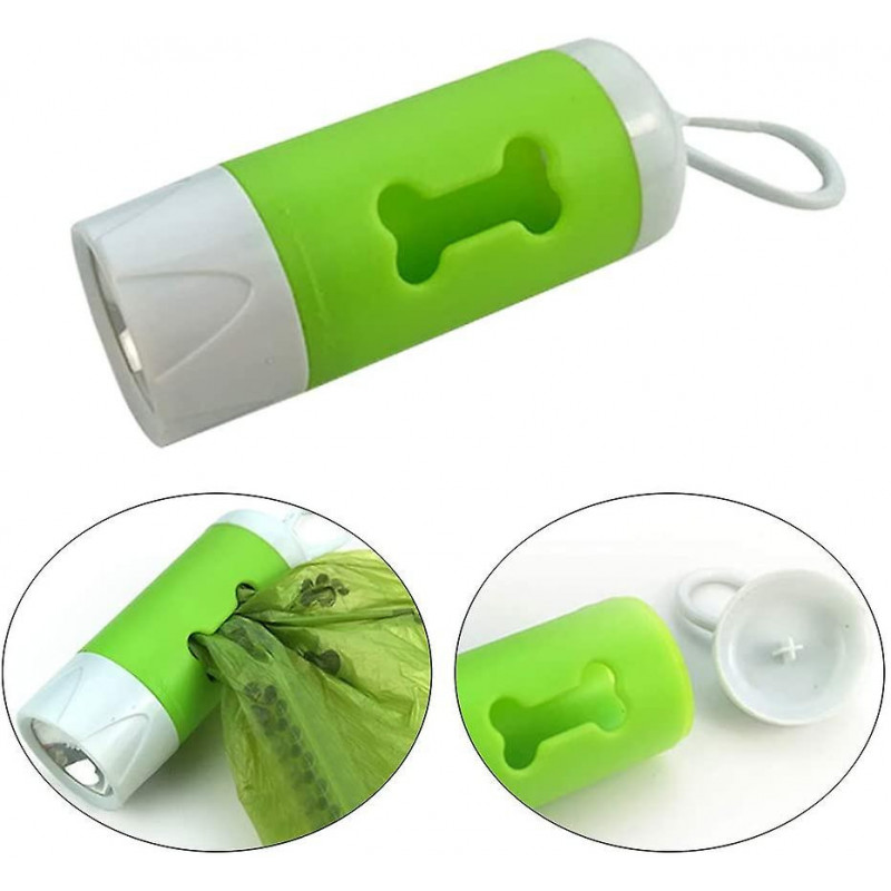 2pcs Dog Poop Bags Dispenser,led-flashlight Pet Waste Bag Dispenser Holder
