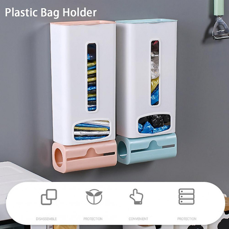 Garbage Bag Storage Plastic Bag Storage Box Wall-Mounted Kitchen Convenient Bag Extraction Light Bl