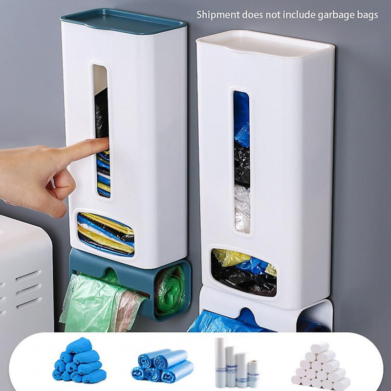 Garbage Bag Storage Plastic Bag Storage Box Wall-Mounted Kitchen Convenient Bag Extraction Light Bl
