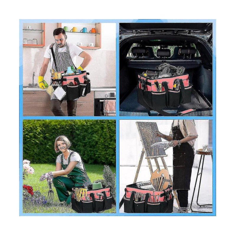 Sac de rangement de nettoyage portable, organisateur d’outils de nettoyage avec sangle réglable, sac étanche avec 4 souv