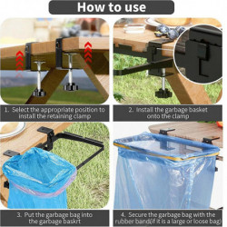 Trash Bag Holder, Stable Trash Bag Holder for Cabinet with Cloth Bag and Binder Clips, 11.8X5.9Inch Trash Bag Holder, Stable Trash Bag Holder for Cabinet with Cloth Bag and Binder Clips, 11.8X5.9Inch