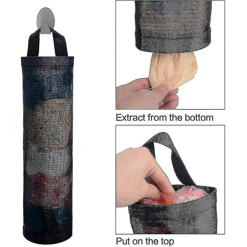 Plastic Bag Holder Dispenser Hanging Folding Mesh Garbage Bag Trash Bags Ho