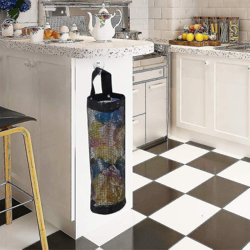 Plastic Bag Holder Dispenser Hanging Folding Mesh Garbage Bag Trash Bags Ho