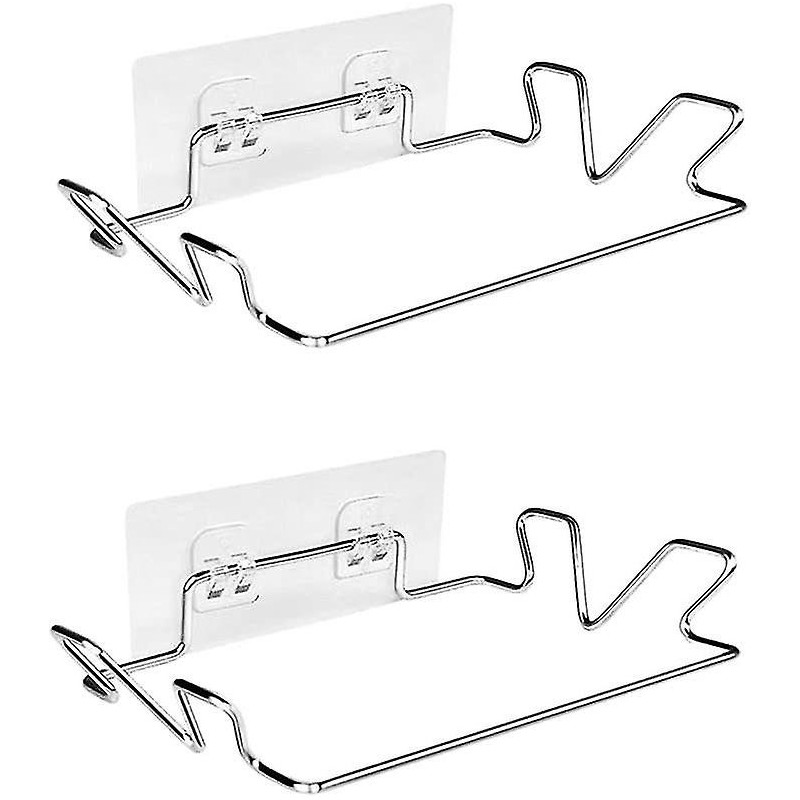 Stainless Steel Trash Bag Holder Adhesive Hanging Trash Garbage Bag Holder For Kitchen Cupboard Door (silver 2pcs)