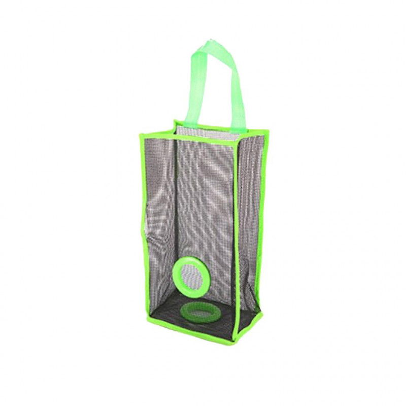 Hanging Folding Mesh Garbage Bag Storage Bag Trash Bags Holder Green (s)