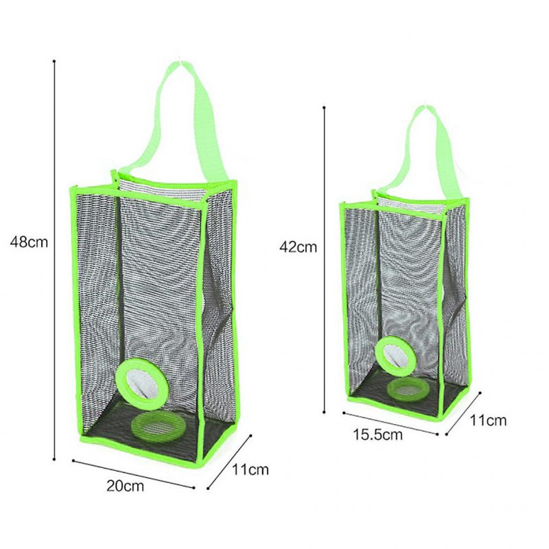 Hanging Folding Mesh Garbage Bag Storage Bag Trash Bags Holder Green (s)