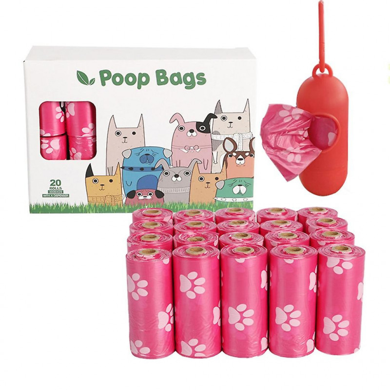 16 Rolls Dog Waste Bags Dog Poop Bag + Dispenser Excrement Pet Toilet