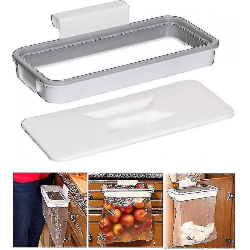 Set Of 2 Hanging Bin Bag Holder With Lid Portable Hanging Rubbish Bag Holder Kitchen Cabinet Camping