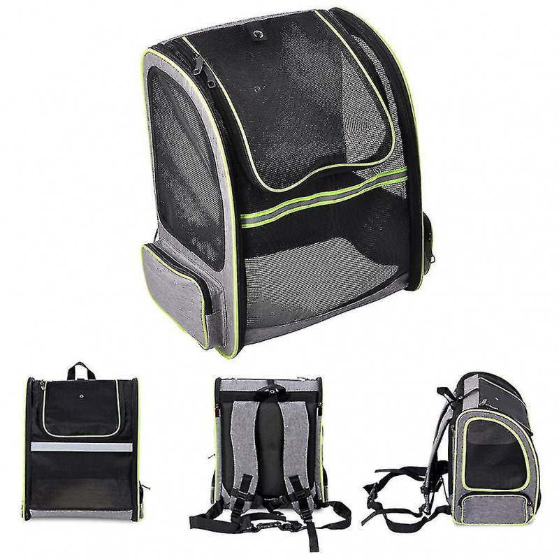 Pet Mesh Cloth Carrier Bag Hand-free Dog Cat Outdoor Travel Packsack (grey)