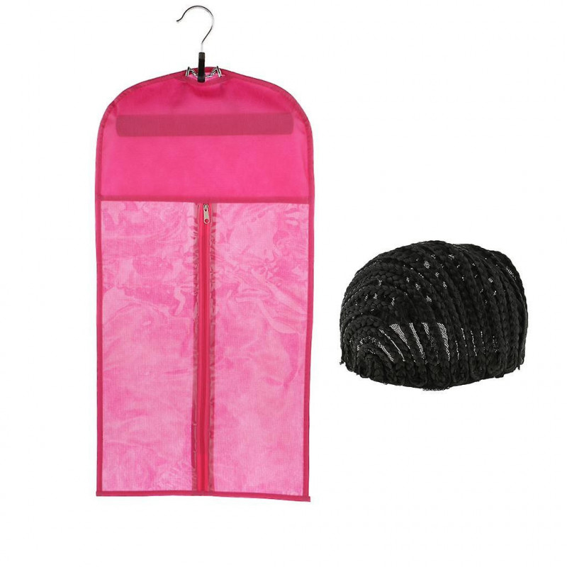 Perruques à cheveux Support de sac de rangement + Cornrow Casquette de dentelle tressée réglable