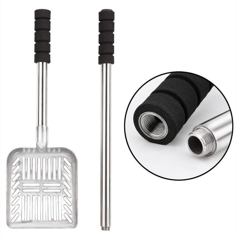 Pelle en métal avec pelle profonde et long manche Tamis antiadhésif amovible en acier inoxydable avec poignée [...]