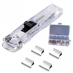 Handheld Paper Clip Dispenser, Portable Fast Paper Clipper with 50 Reusable Silver Metal Clips for Handheld Paper Clip Dispenser, Portable Fast Paper Clipper with 50 Reusable Silver Metal Clips for