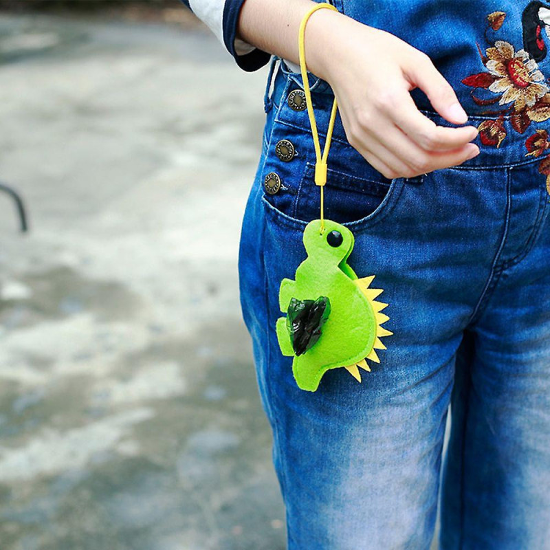 Pets Dogs Poop Waste Dispenser Box Poop Waste Disposal Bag Holder Green