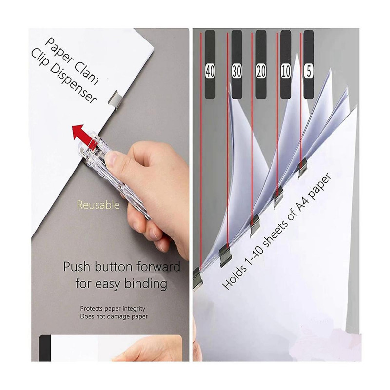Handheld Paper Clip Dispenser, Portable Fast Paper Clipper with 50 Reusable Silver Metal Clips for Handheld Paper Clip Dispenser, Portable Fast Paper Clipper with 50 Reusable Silver Metal Clips for