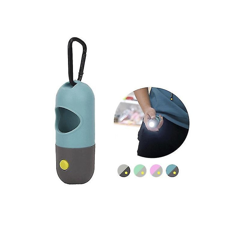 1pc Dog Poop Pickup Bag Dispenser With Led Flash For Outdoor Pet Walking (black) Tw