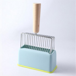 Metal Cats Litter Scoop with Holder Stand, Heavy Duty and Easy Clean Grey