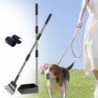 Dog Poo Scooper Tray and Rake Set, Poo Scooper, Heavy Duty Long Handle Dog Poo Scooper for Pet Waste Removal
