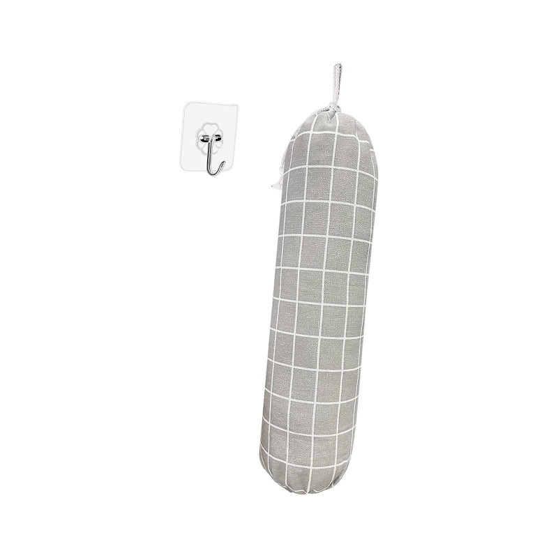 Shopping Bag Storage Holder Grocery Bag Organizer Garbage Bag Dispenser Gray Grid