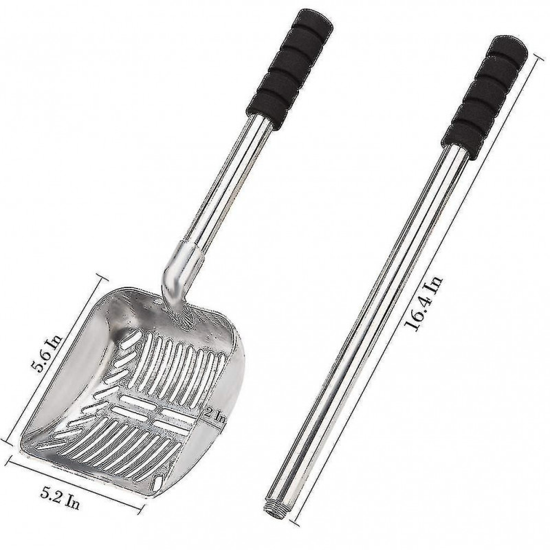 Pelle en métal avec pelle profonde et long manche Tamis antiadhésif amovible en acier inoxydable avec mousse G