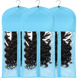 3pcs Hair Extensions Holder Wig Storage Bag With Hanger Portable Wig Storage Bag Hair Extension Carrier Holder