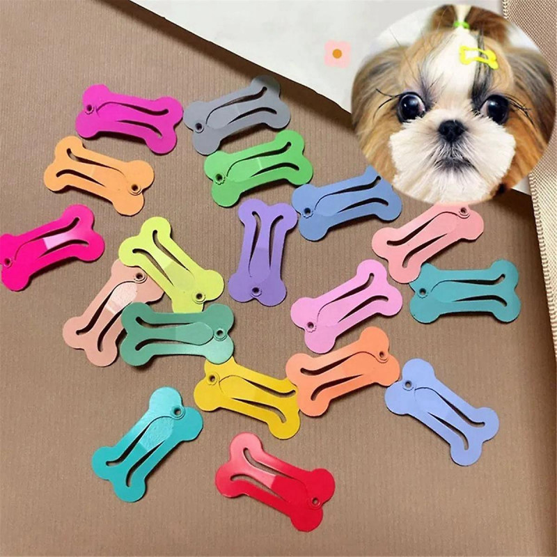 Cute Dog Hairpin Colorful Bone Shape Hairpin Pet Small Dog Hair Clips for Chihuahua Pug Grooming Dog Accessories-E