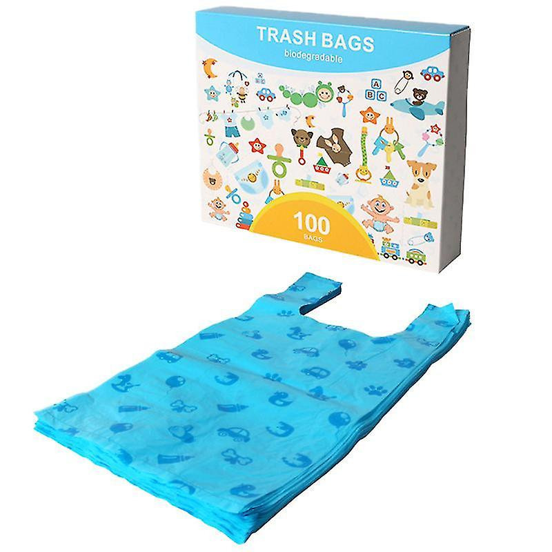 37X18cm sky-blue pet waste bags 100pcs thicken trash bags dog poop bag degradable garbage bags (sky-